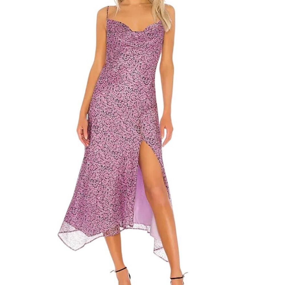 Misha Pink Floral Midi Dress